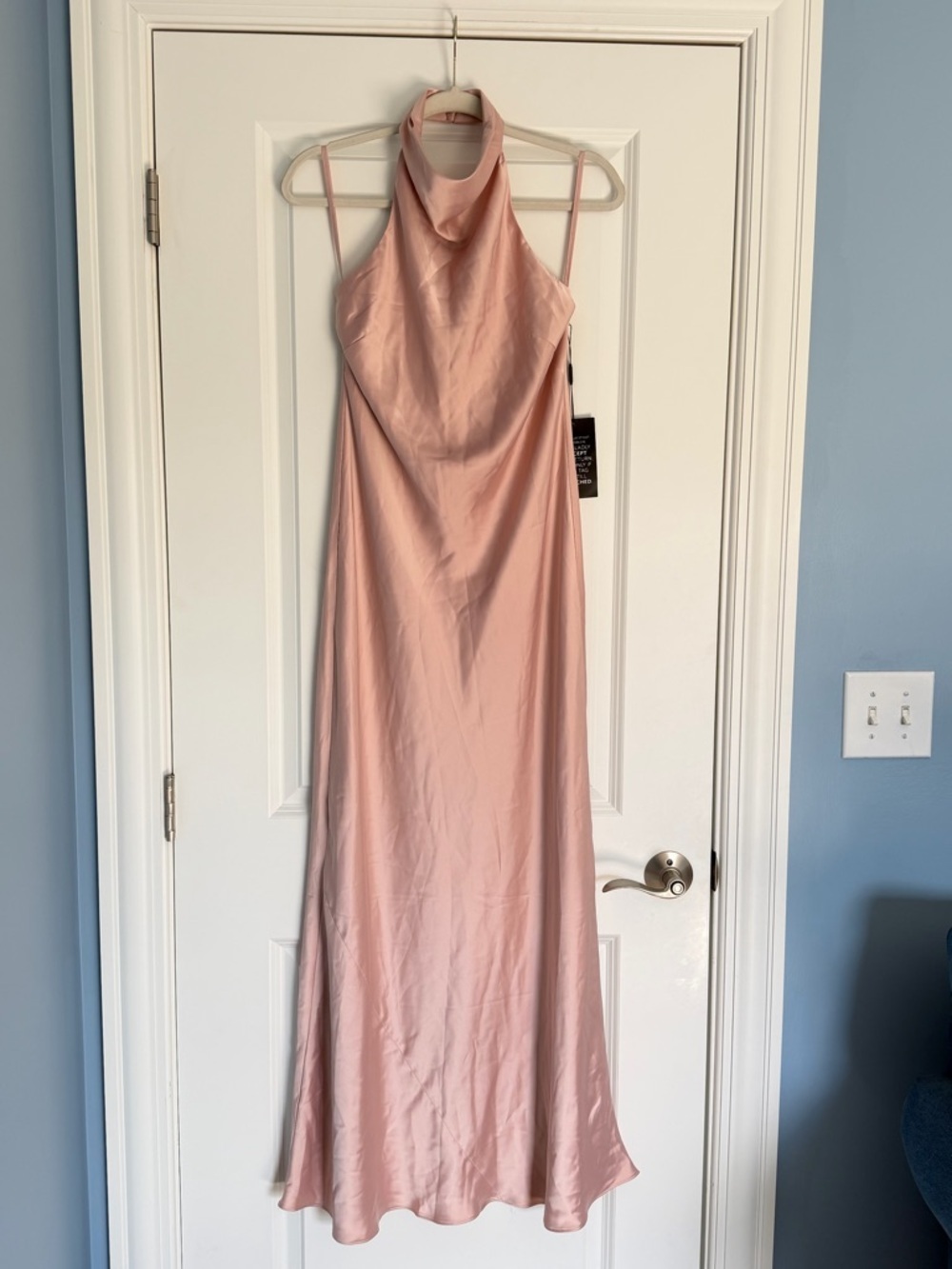 NWT White House Black Market Rose Smoke Satin Halter Maxi Dress 2 54467 - Picture 6 of 13